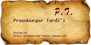 Pressburger Taráz névjegykártya